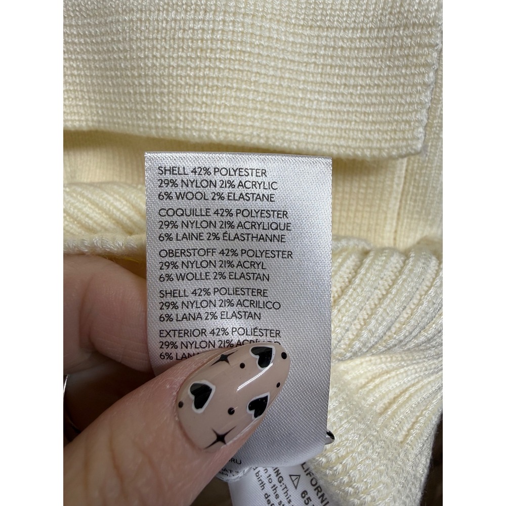 Anthropologie Cream Ivory Quarter Zip Sailor Collar Pullover Sweater Small - Picture 6 of 7